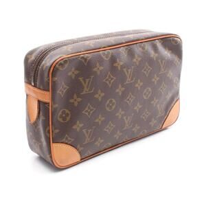 Louis Vuitton Compigne clutch bag canvas leather Monogram pattern brown